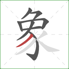 象的笔顺第8画:撇 象的笔顺第8画:撇