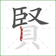 賢的笔顺第9画:竖 賢的笔顺第9画:竖