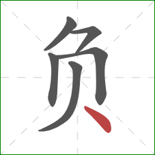 负的笔顺第6画:点 负的笔顺第6画:点