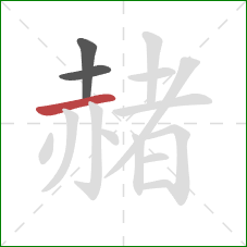 赭的笔顺第3画:横 赭的笔顺第3画:横