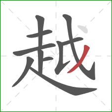 越的笔顺第11画:撇 越的笔顺第11画:撇