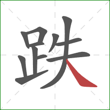 跌的笔顺第12画:捺 跌的笔顺第12画:捺