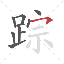 踪的笔顺第10画：横撇