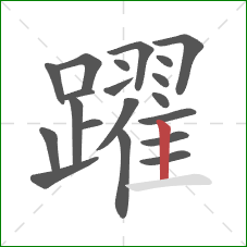 躍的笔顺第20画:竖 躍的笔顺第20画:竖