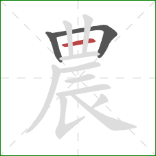 農的笔顺第3画：横