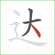 达的笔顺第3画：点