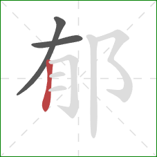 郁的笔顺第3画:竖 郁的笔顺第3画:竖