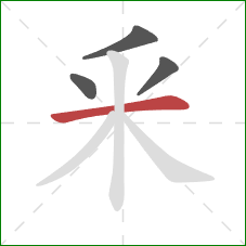釆的笔顺第4画：横