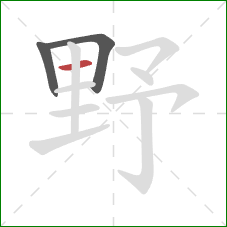 野的笔顺第3画：横