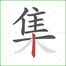 集的笔顺第10画：竖