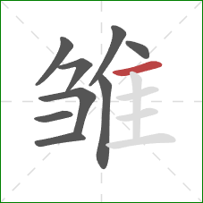 雏的笔顺第9画:横 雏的笔顺第9画:横