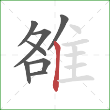 雒的笔顺第8画：竖