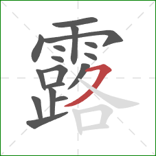 露的笔顺第17画：横撇