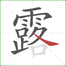 露的笔顺第18画：捺