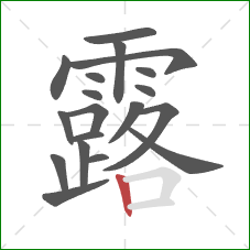 露的笔顺第19画：竖