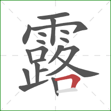 露的笔顺第20画：横折