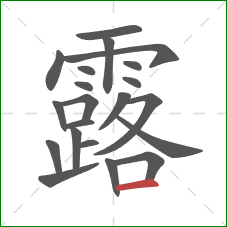 露的笔顺第21画：横
