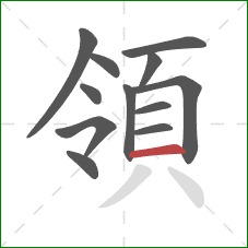 領的笔顺第12画：横