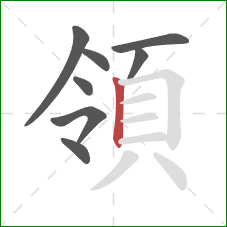 領的笔顺第8画：竖