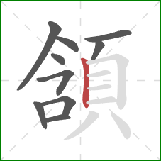 頷的笔顺第10画：竖