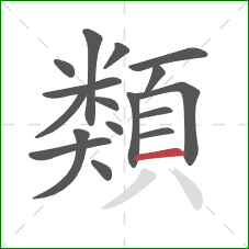 類的笔顺第17画:横 類的笔顺第17画:横