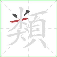 類的笔顺第3画:横 類的笔顺第3画:横