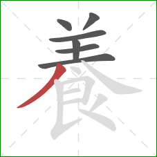 養的笔顺第7画：捺