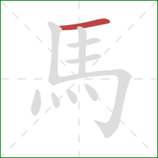 馬的笔顺第1画:横 馬的笔顺第1画:横