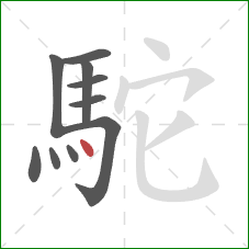 駝的笔顺第10画：点