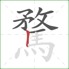 騖的笔顺第11画:竖 騖的笔顺第11画:竖