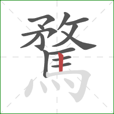 騖的笔顺第14画:竖 騖的笔顺第14画:竖