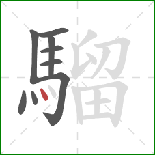 騮的笔顺第9画:点 騮的笔顺第9画:点