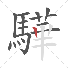 驊的笔顺第17画：竖