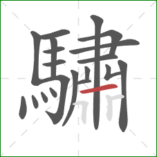 驌的笔顺第20画：竖折/竖弯