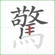 驚的笔顺第18画:竖 驚的笔顺第18画:竖