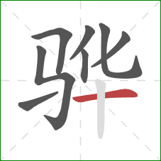 骅的笔顺第8画：横