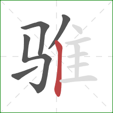 骓的笔顺第5画：竖