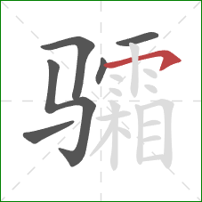 骦的笔顺第6画：横钩