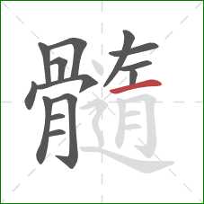 髓的笔顺第14画:横 髓的笔顺第14画:横