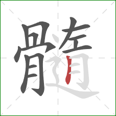 髓的笔顺第15画:竖 髓的笔顺第15画:竖