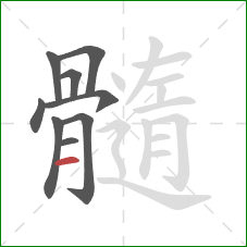 髓的笔顺第9画:横 髓的笔顺第9画:横