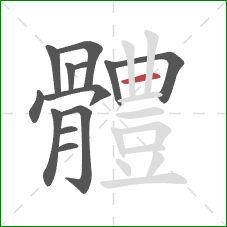 體的笔顺第13画:横 體的笔顺第13画:横