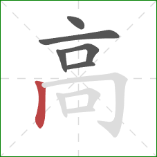高的笔顺第6画：竖