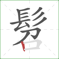 髫的笔顺第13画:竖 髫的笔顺第13画:竖