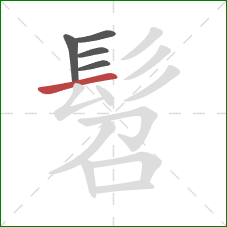 髫的笔顺第5画:横 髫的笔顺第5画:横