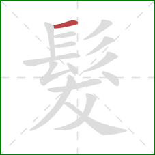 髮的笔顺第1画:横 髮的笔顺第1画:横