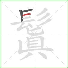 鬒的笔顺第3画:横 鬒的笔顺第3画:横