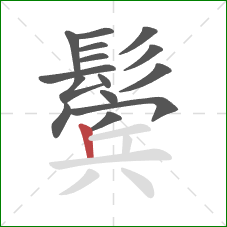 鬓的笔顺第15画:竖 鬓的笔顺第15画:竖