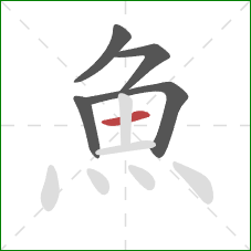 魚的笔顺第5画：横