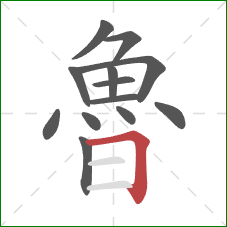 魯的笔顺第13画:横折 魯的笔顺第13画:横折